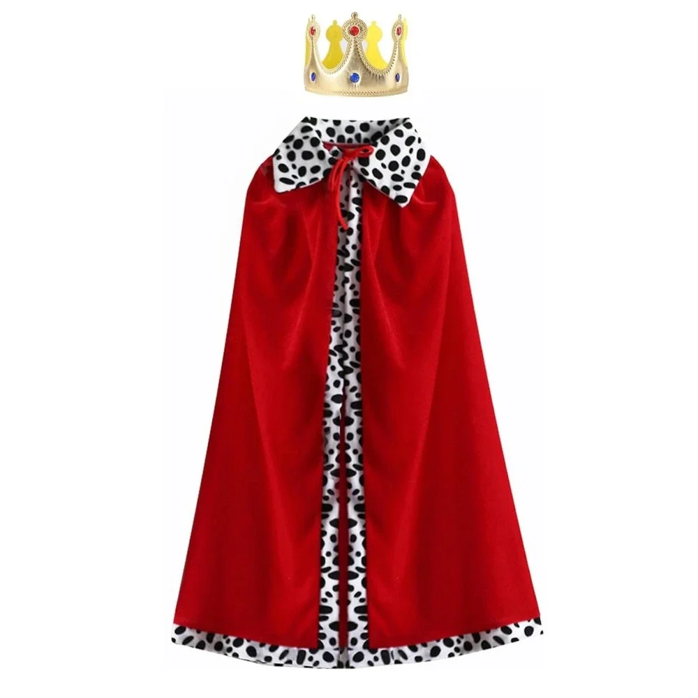 Royal King Costume Set Red Cape and Gold Crown